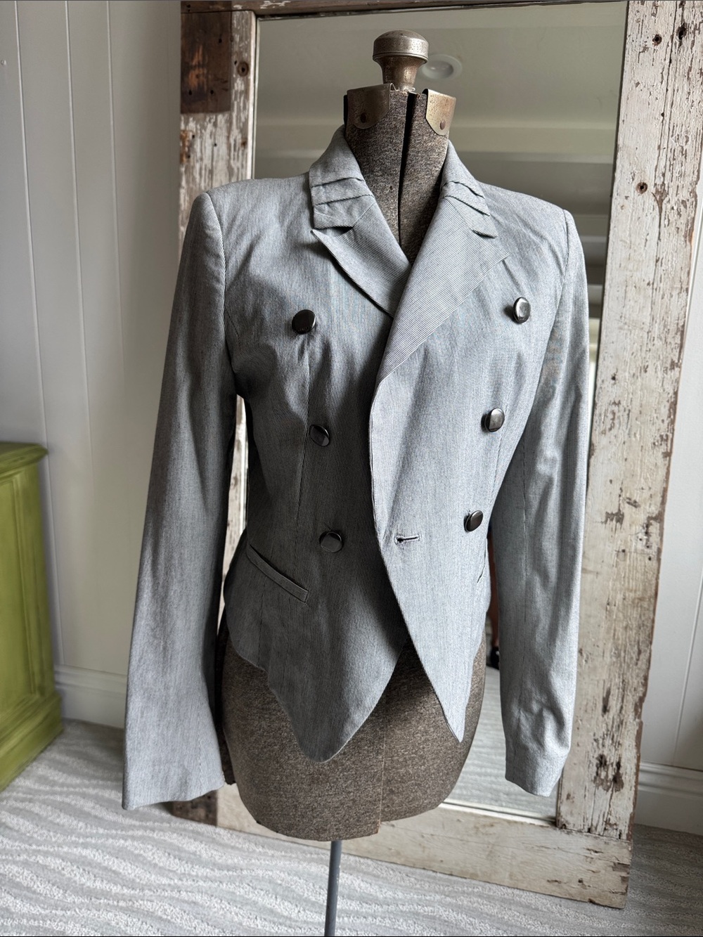 Guess Light Gray Double-Breasted Tailored Blazer